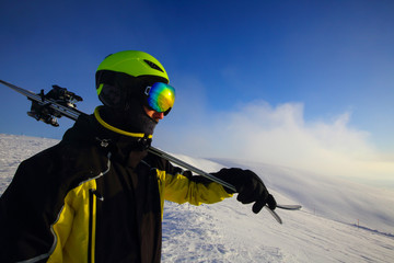 skier on a peak
