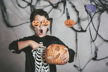 Funny boy at halloween party