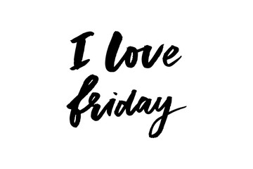 Fototapeta premium slogan Love friday phrase graphic vector Print Fashion lettering calligraphy