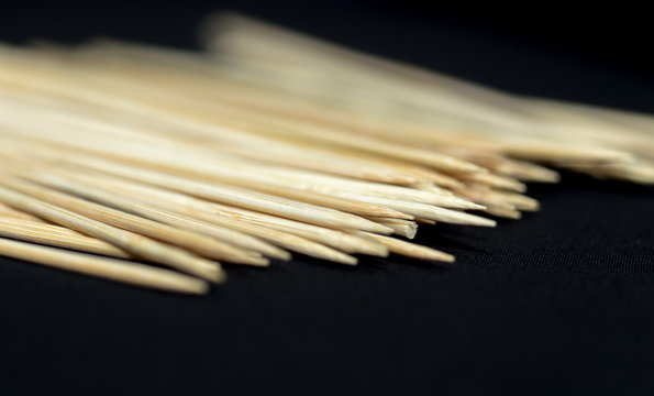 Kitchen Utensils. Pile of Wooden Sticks or Bamboo Skewers Used to Hold Pieces of Food Together
