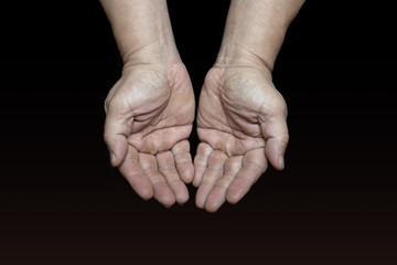Fototapeta premium Male hands on a black background