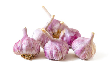 Isolated heads of garlic