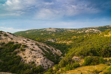 Fototapeta na wymiar Mountains near Stara Baska , Krk Island , Croatia