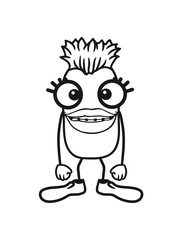 frau weiblich mädchen girl crazy verrückt lippen nerd geek kleines monster gesicht lustig comic cartoon clipart kopf design cool