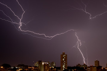 lightning over city