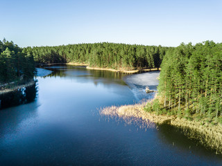 Aerial Photography of Lake in Early Spring