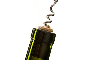 Opening a Wine Bottle with Corkscrew