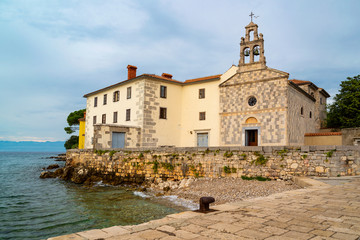 Fototapeta na wymiar Monastery in Glavotok port , Krk Island , Croatia