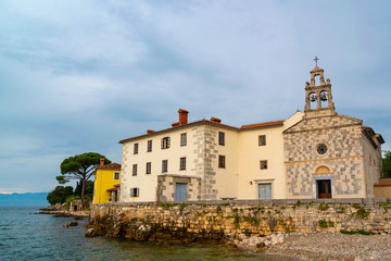 Fototapeta na wymiar Monastery in Glavotok port , Krk Island , Croatia