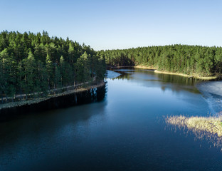 Fototapeta na wymiar Aerial Photography of Lake in Early Spring