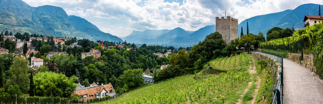 Powder Tower and cityscape of Meran