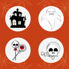 Set of halloween round icons