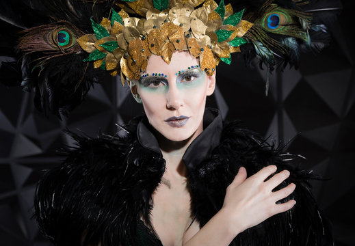 woman in headpiece
