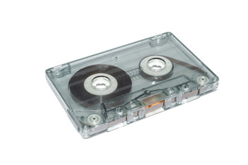 magnetic old compact cassette tape k7, TAPEDECK music, isolated in white background