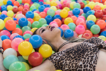 Fototapeta na wymiar lying on colored balls