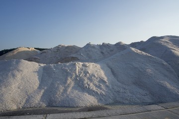 potassium chloride, salt, salt pile, salt yard, road salt at city salt yard