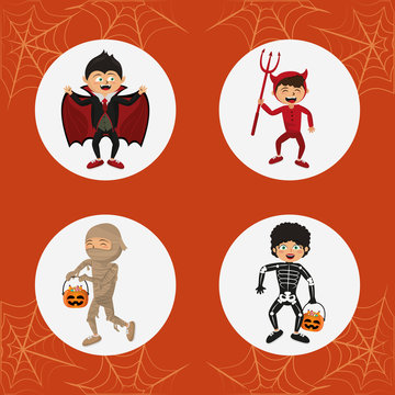 Set of kids halloween costumes