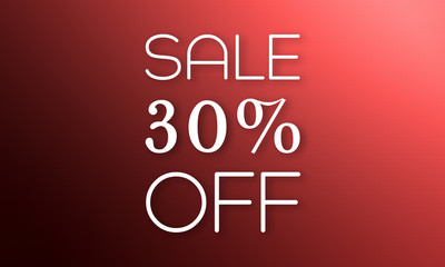 Sale 30% Off - white text on red background