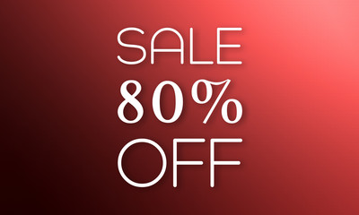 Sale 80% Off - white text on red background