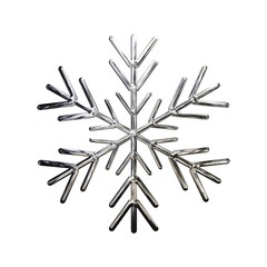 3D Schneeflocke Symbol mit glänzender Metall Textur auf weißem Hintergrund