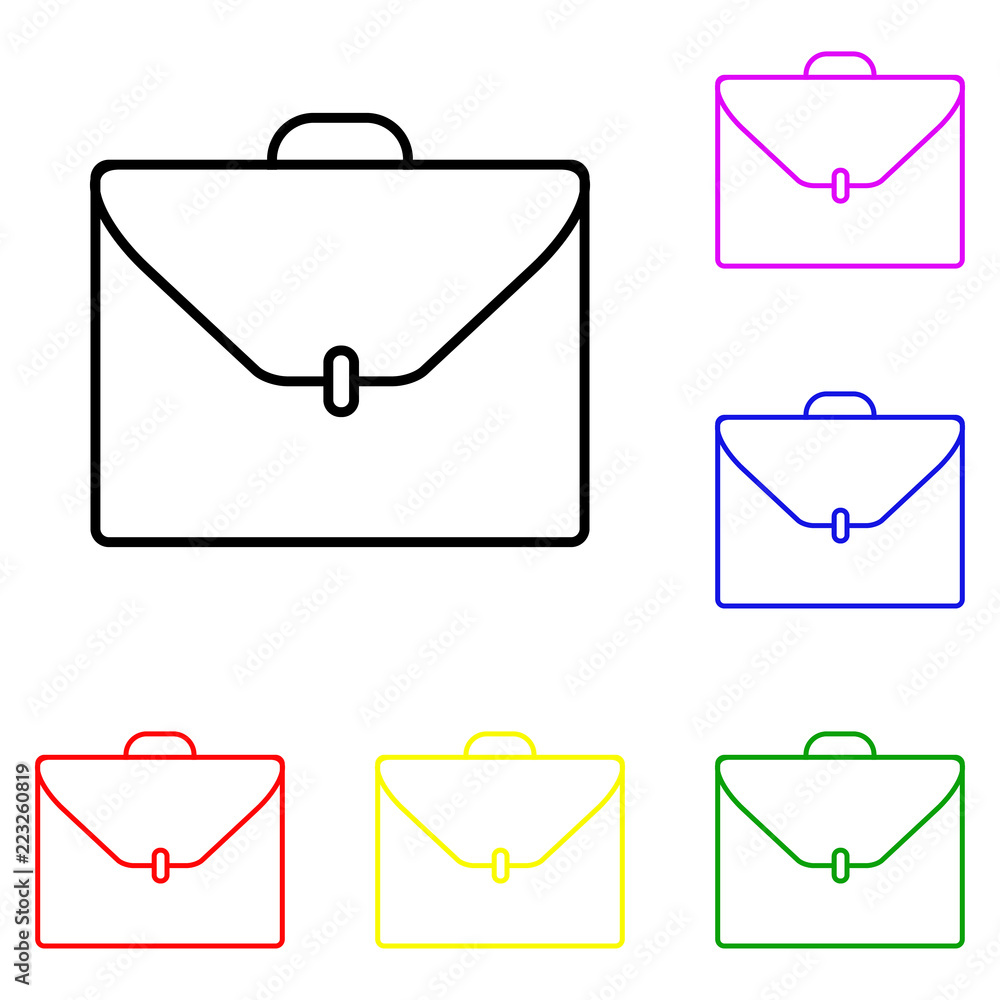 Poster element of briefcase in multi colored icons. premium quality graphic design icon. simple icon for we