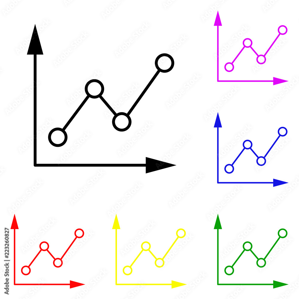Poster element of graph in multi colored icons. premium quality graphic design icon. simple icon for websit