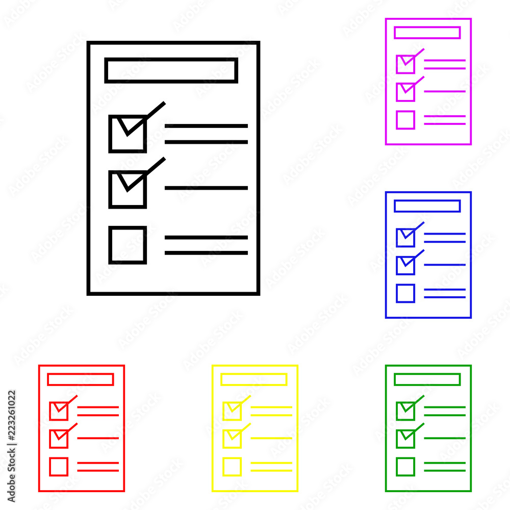 Poster element of check list in multi colored icons. premium quality graphic design icon. simple icon for w