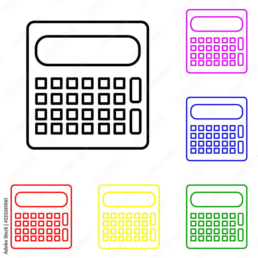 Poster element of calculator in multi colored icons. premium quality graphic design icon. simple icon for w