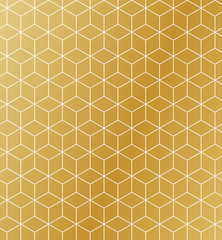 Gold geometric seamless pattern with isometric cube pattern. Modern repeating vector texture.