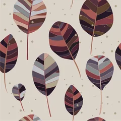 Gordijnen Herfstbladeren op een beige achtergrond. Vector illustratie. Patroon voor kinderen. Naadloze bloemmotief voor afdrukken, stof, textiel, productie, wallpapers. © Oscar Ghost