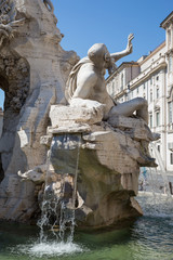 Detail from Fontana dei Quattro Fiumi which is a fountain in the Piazza Navona in Rome, Italy