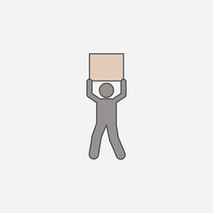 man carries box overhead 2 colored line icon. Simple colored element illustration. man carries box overhead outline symbol design from carrying and picking box set