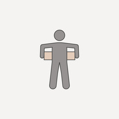 man carries box behind 2 colored line icon. Simple colored element illustration. man carries box behind outline symbol design from carrying and picking box set