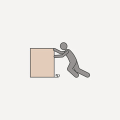 person pushes box hard 2 colored line icon. Simple colored element illustration. person pushes box hard outline symbol design from carrying and picking box set