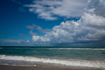 Daytona Beach, Florida, USA.  Sand, surf, sun and sky.