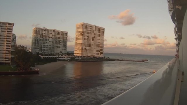 From the deck of a cruise ship leaving Ft Lauderdale