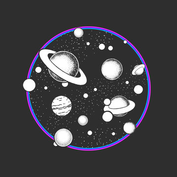 Astronomy doodles concept. Vector eps10 cosmos illustrations.