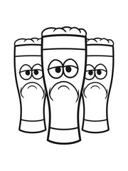 3 freunde team crew bier alkohol saufen trinken betrunken glas durst party feiern betrinken augen mund gesicht lustig comic cartoon clipart kopf traurig müde unglücklich cool design lebendig