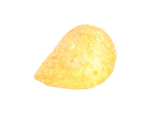 Tasty crispy potato chip on white background
