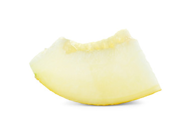 Piece of tasty ripe melon on white background