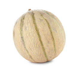 Whole tasty ripe melon on white background