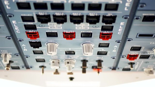 Close Up Of The Upper Panel Of A Jet Aircraft