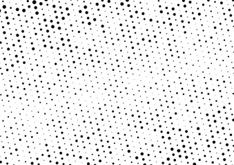 Black points halftone pattern white background. Abstract monochrome backdrop. Vector illustration