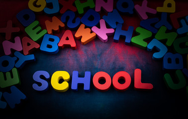 School lettering by colorful wooden letters