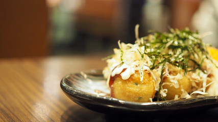 Takoyaki octopus balls japanese food.