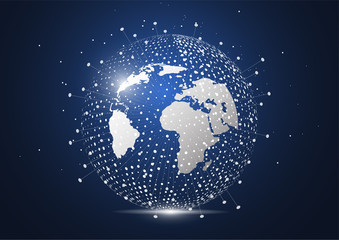 Global network connection. World map point and line composition concept of global business. Vector Illustration