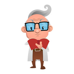 The Professor reading a book to discovery a research Cartoon Vector