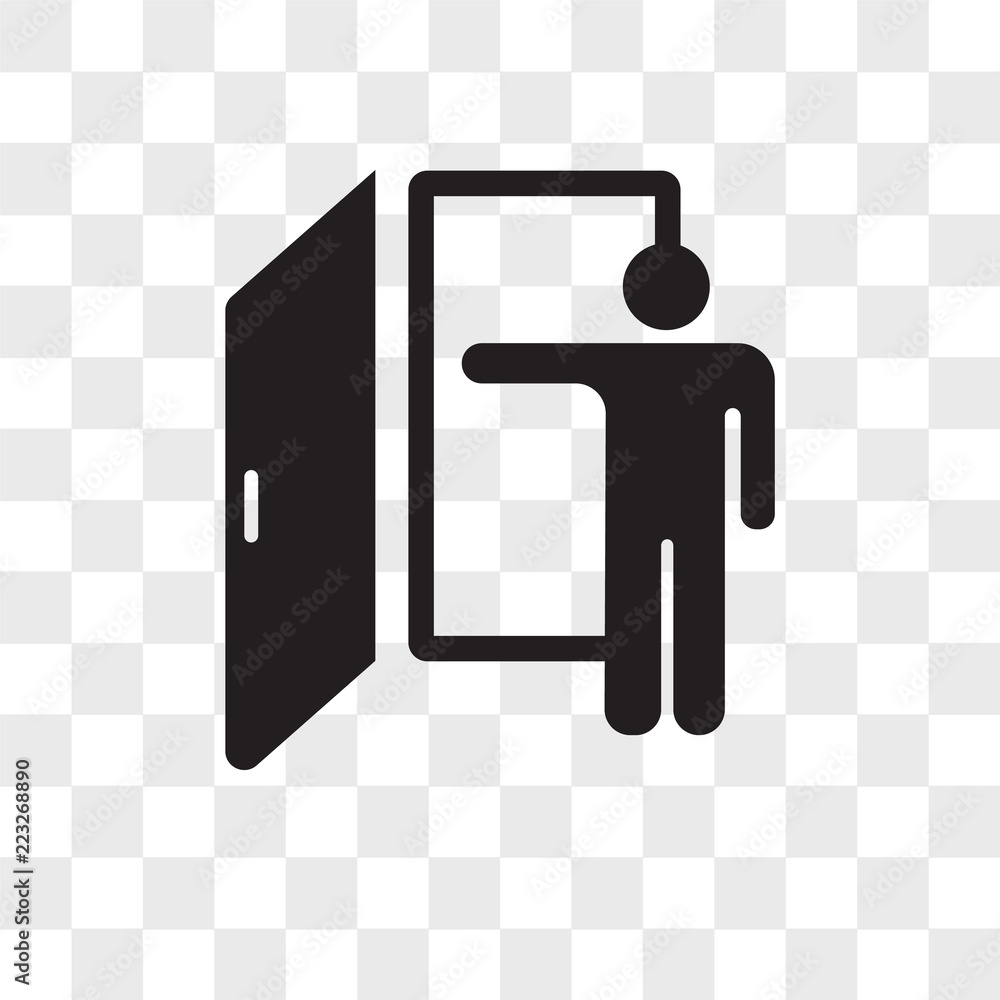 Poster exit vector icon isolated on transparent background, exit logo design