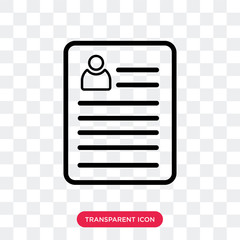 Resume vector icon isolated on transparent background, Resume logo design