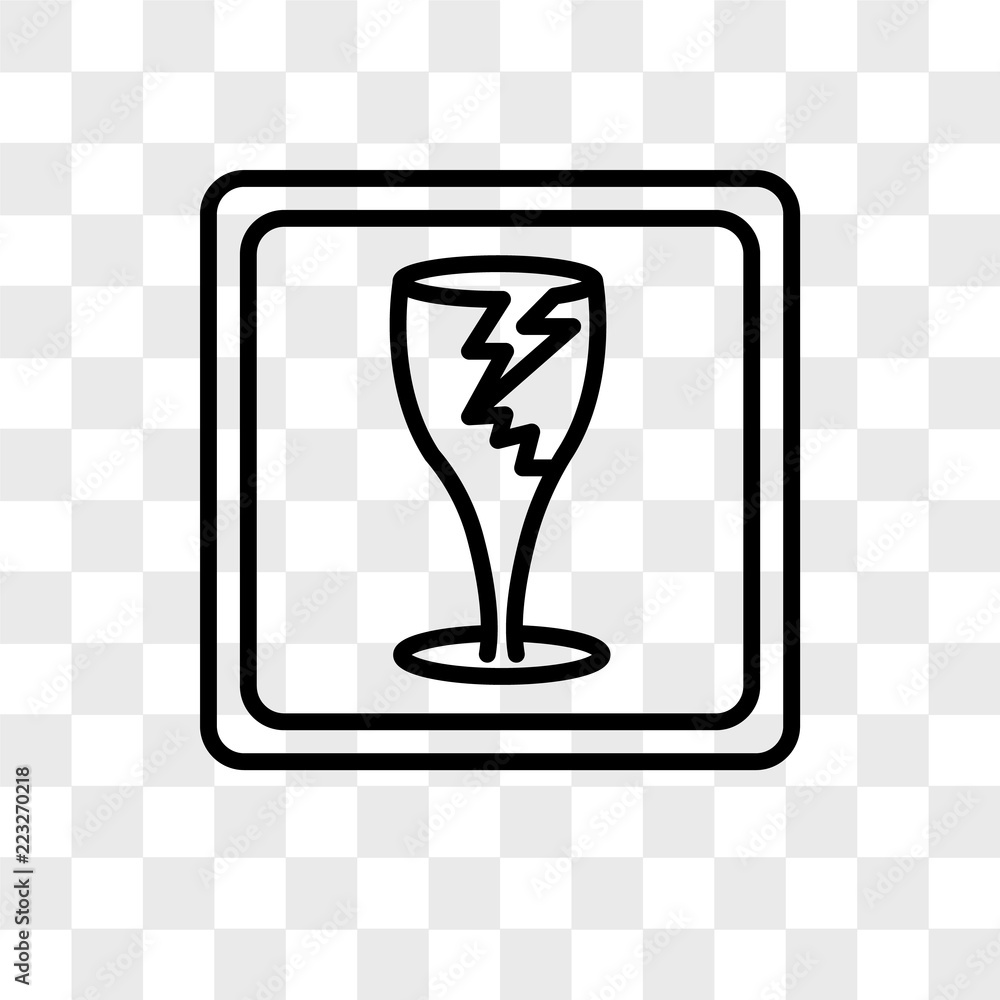 Poster fragile vector icon isolated on transparent background, fragile logo design